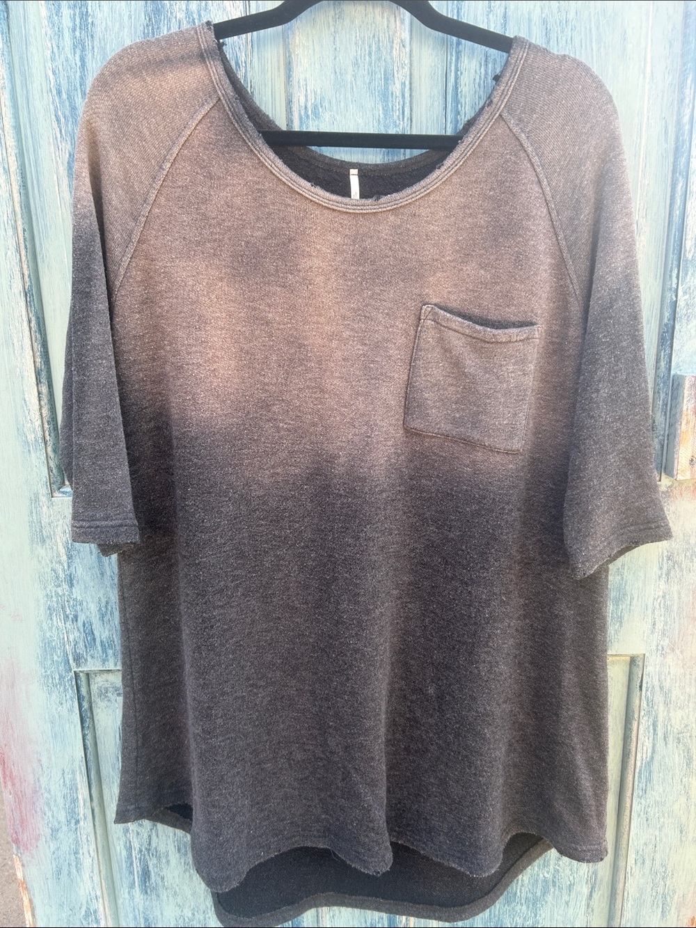 Free people distressed oversized ombré terry sweatshirt tunic top